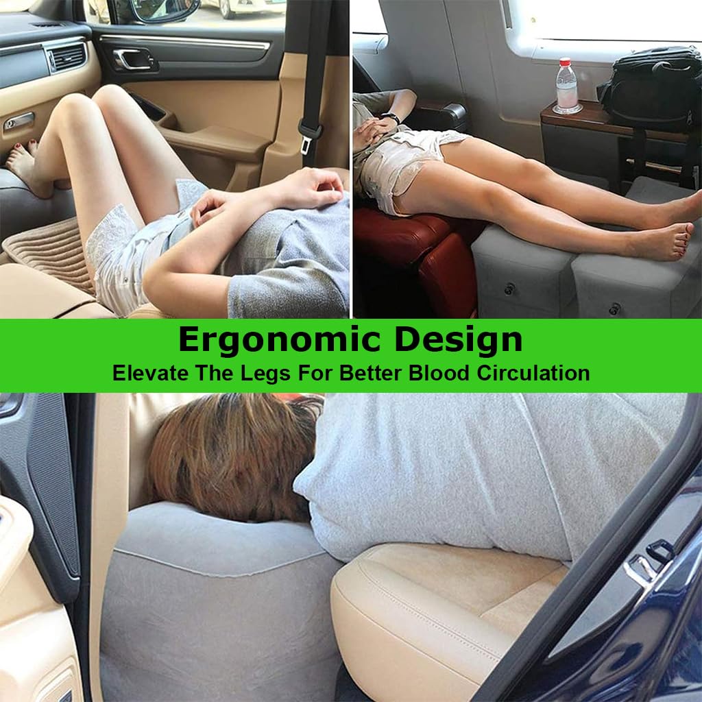HANNEA Inflatable Foot Rest Pillow for Travel, Kids/Adults Airplane Travel Pillow with Pump & Storage Pouch, Portable Adjustable Three Layers Height Foot Stool for Sleep, Office, Home, Any Travel HANNEA Inflatable Foot Rest Pillow for Travel, Kids/Adults Airplane Travel Pillow with Pump & Storage Pouch, Portable Adjustable Three Layers Height Foot Stool for Sleep, Office, Home, Any Travel